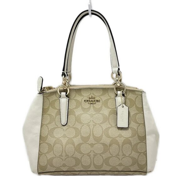 Auth COACH Signature F58290 Beige Cream PVC Leather - Handbag - Picture 1 of 9